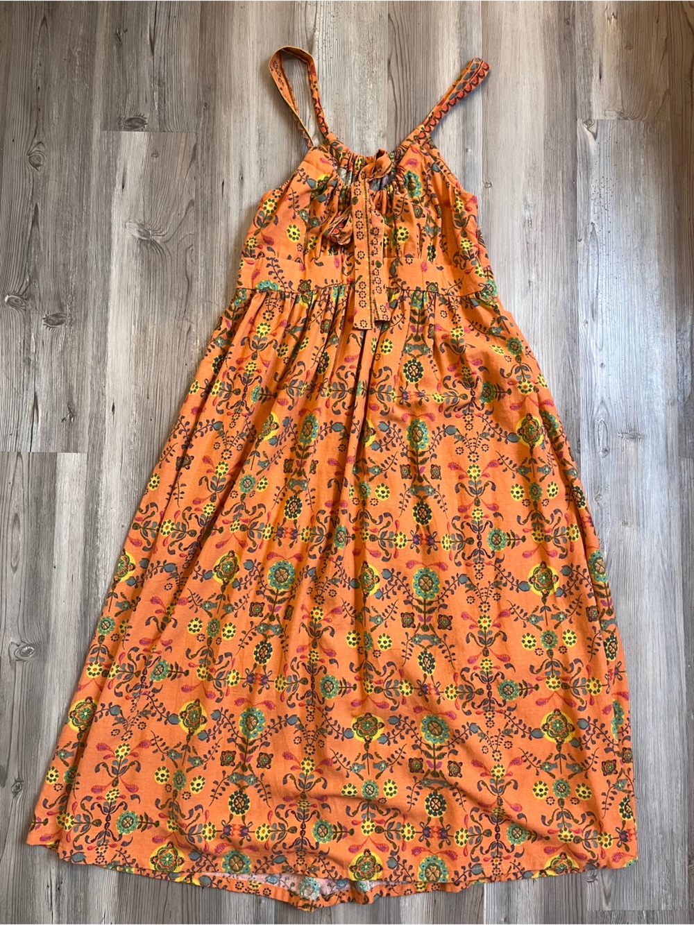 Handmade Cottagecore Floral Folklore Midi Dress, Size 12